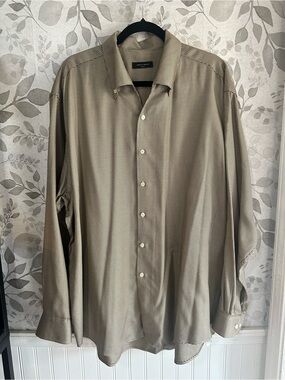 Houndstooth Equilibrio Men's Long-Sleeve Dress Shirt XXL Italian made